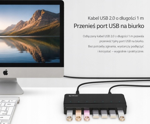 HUB USB Z ZASILANIEM 12V 7xUSB-A CHIPSET