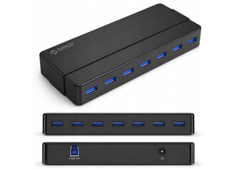 HUB USB Z ZASILANIEM 12V 7xUSB-A CHIPSET